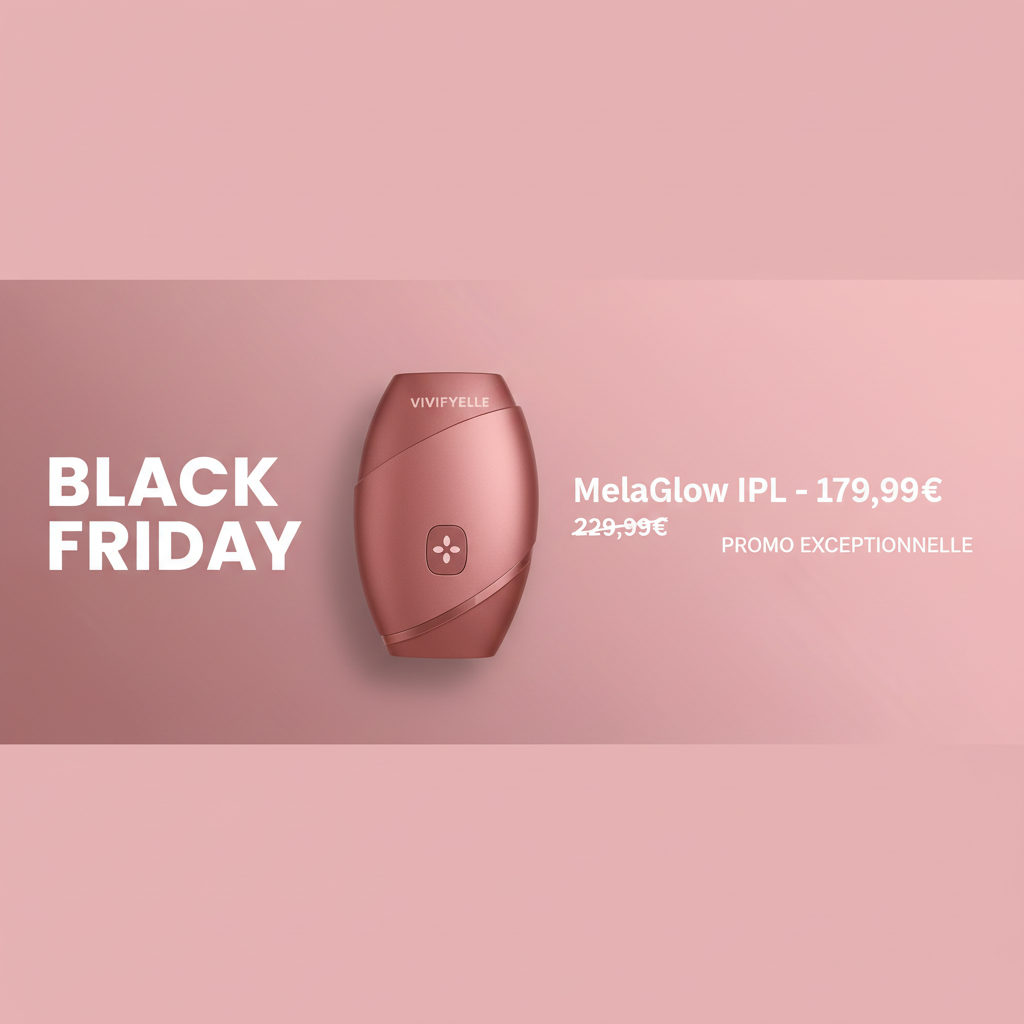 Bannière Black Friday avec MelaGlow IPL